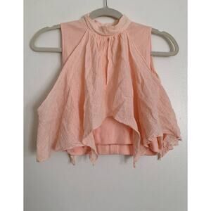 Pink Vintage Sterling Silver High Neck Tank Top XS